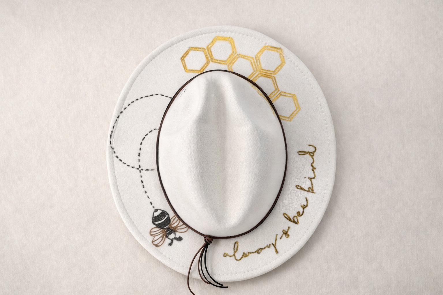 The Bee Kind Hand-Burnt Wide Brim Hat - Image 2