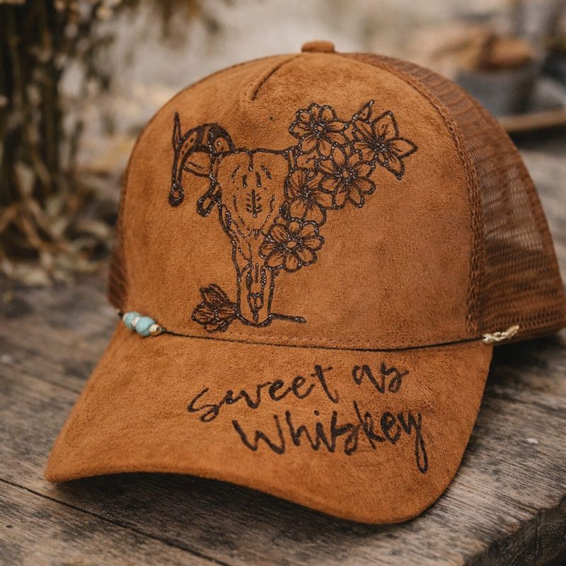 The Sweet as Whiskey Hand-Burnt Trucker Hat